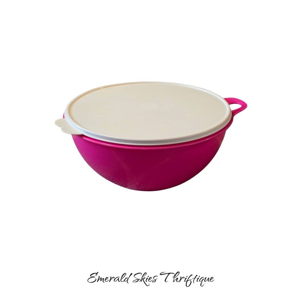 Tupperware Thatsa Mixing Serving 32-cup 7.8L Bowl Pink White Lid free shipping